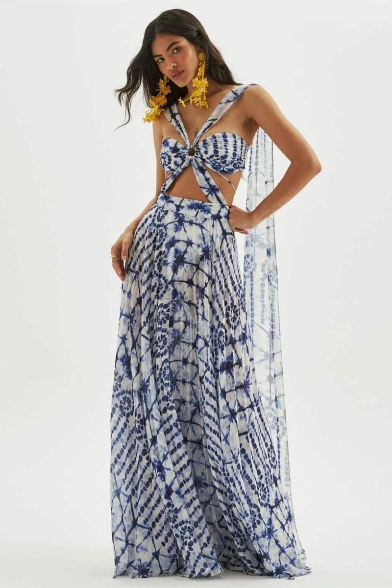 Virginia Baskılı Cut-Out Maxi Elbise