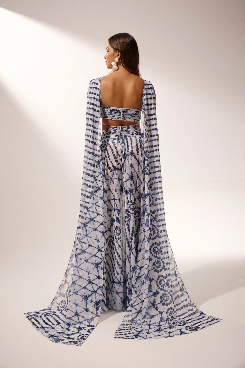 Virginia Baskılı Cut-Out Maxi Elbise