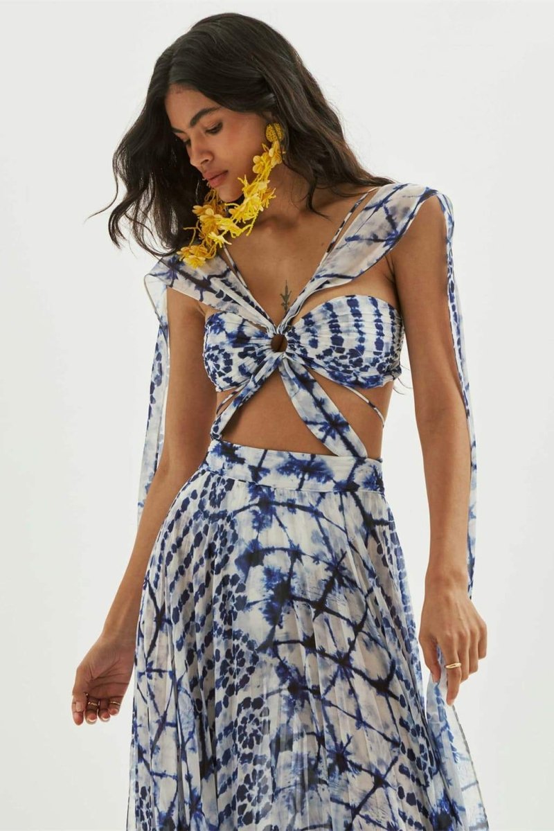 Virginia Baskılı Cut-Out Maxi Elbise